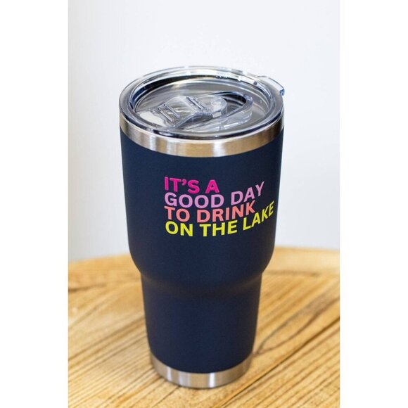 Drink On The Lake Tumbler 30oz Navy - Picture 2 of 2